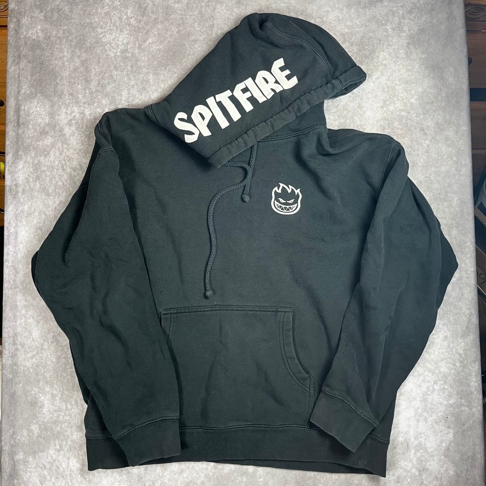 Spitfire Wheels Mens Bighead Logo Pullover Hoodie Black Skate Sweatshirt